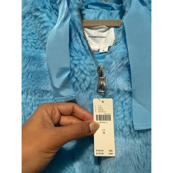 Women's Anthropologie Blue Teddy Jacket M - Picture 7 of 8